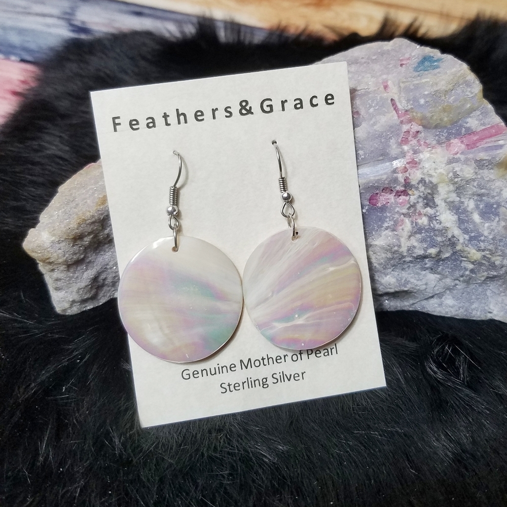 Genuine Mother-of-Pearl Sterling Silver Ea…